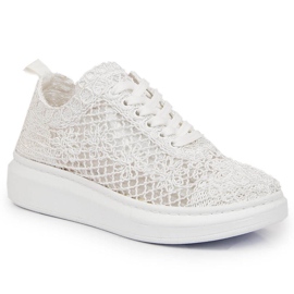 Zapatos de mujer con cordones en la plataforma blanca Artiker 50C1115 blanco