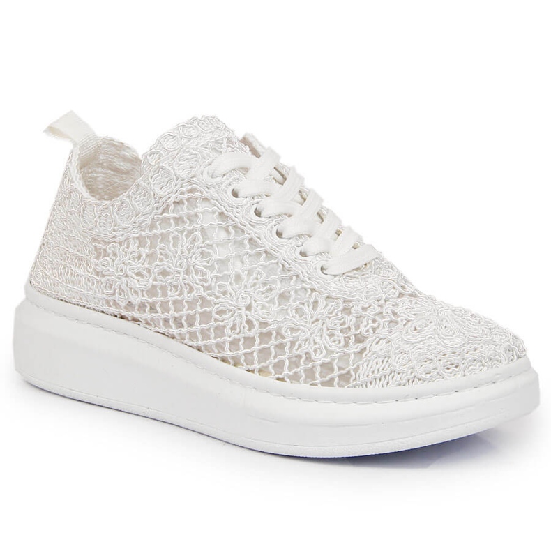 Zapatos de mujer con cordones en la plataforma blanca Artiker 50C1115 blanco
