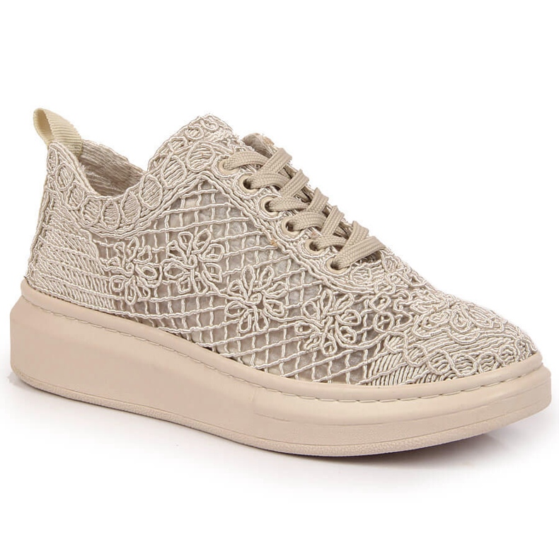 Zapatos de mujer con cordones en la plataforma beige Artiker 50C1117