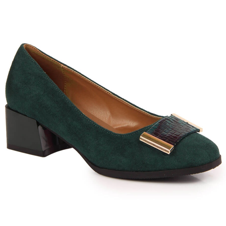 Zapatos de salón de mujer en gamuza verde Jezzi RMR2130A-9 Zapatos de salón de mujer en gamuza verde Jezzi RMR2130A-9