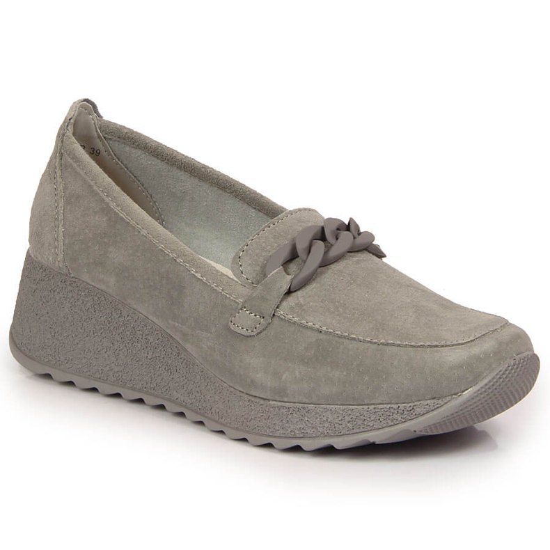 Mocasín cuña Filippo DP3632 piel gris con cadena