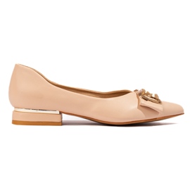 Zapatos de tacón plano mujer Vinceza beige