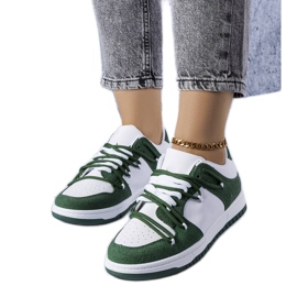 Deportivas verdes en mezcla de materiales de Hila blanco