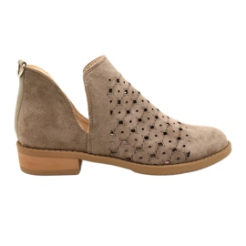DASZYŃSKI Botines Calados De Ante Con Corte Carine beige marrón
