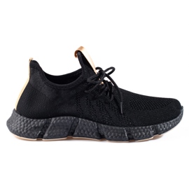 Deportivas negras Shelovet con inserto beige. negro