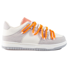 Deportivas Shelovet con cordones naranjas blanco