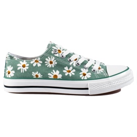 Deportivas mujer Shelovet verde con flores