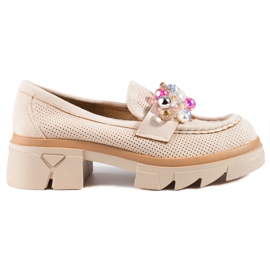 Seastar Mocasines mujer Shelovet ante con cristales beige
