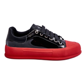 Sneakers Mujer Plataforma Lacada GOE LL2N4021 Negro-Rojo