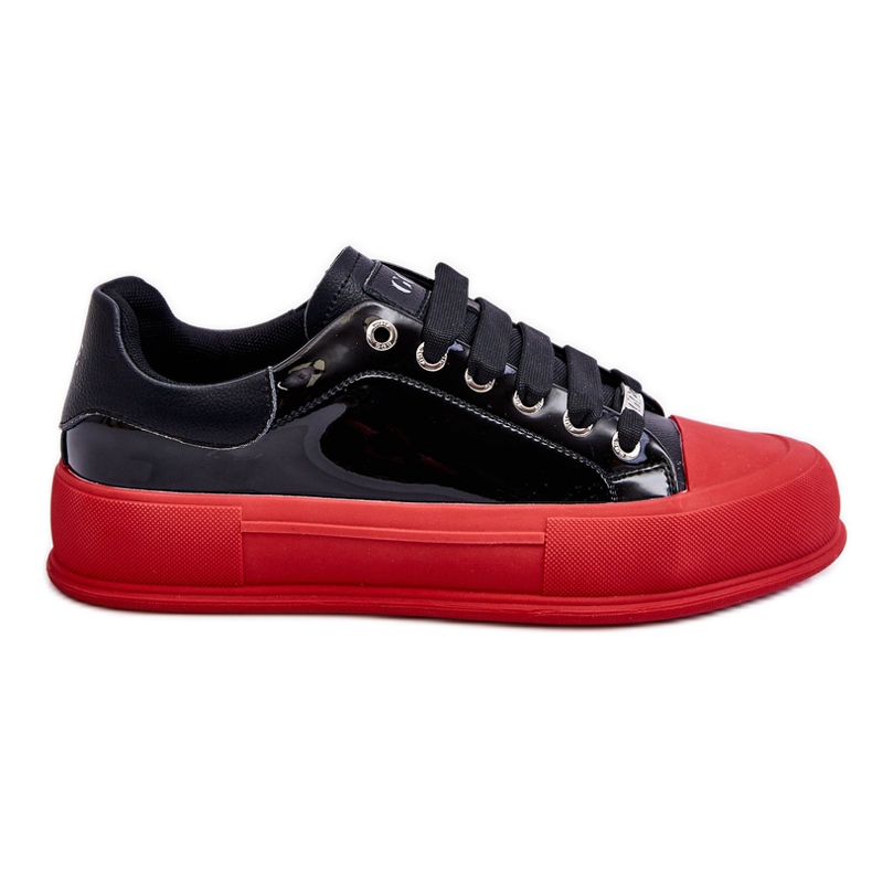 Sneakers Mujer Plataforma Lacada GOE LL2N4021 Negro-Rojo
