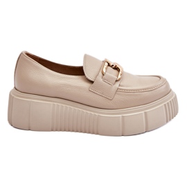 Lemar Zapatos Plataforma Piel Moda Beige Marsol