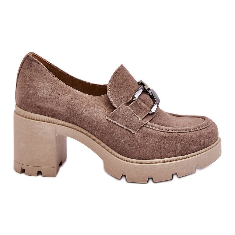 Lemar Elegantes zapatos brogue en el talón con decoración Harmell en beige plateado oscuro