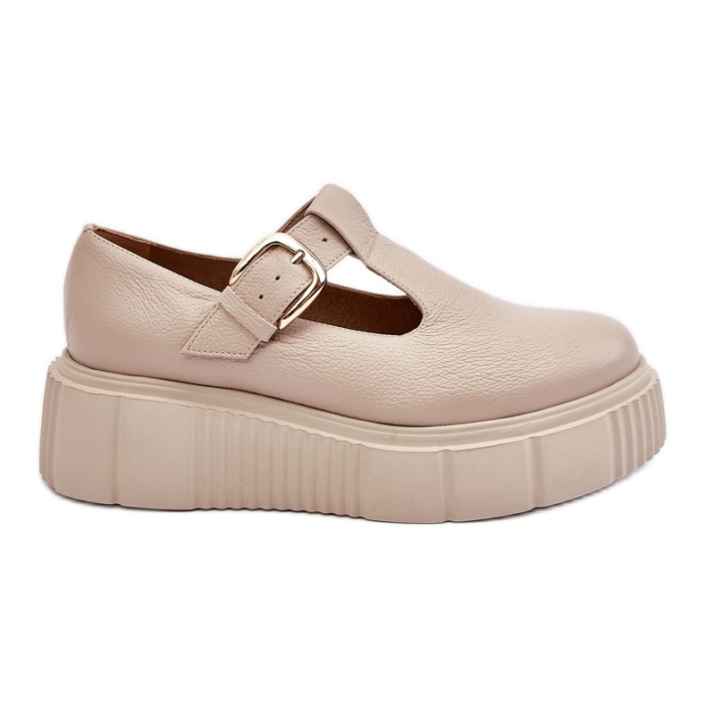 Lemar Zapatos de cuero de moda en una plataforma masiva beige Colson
