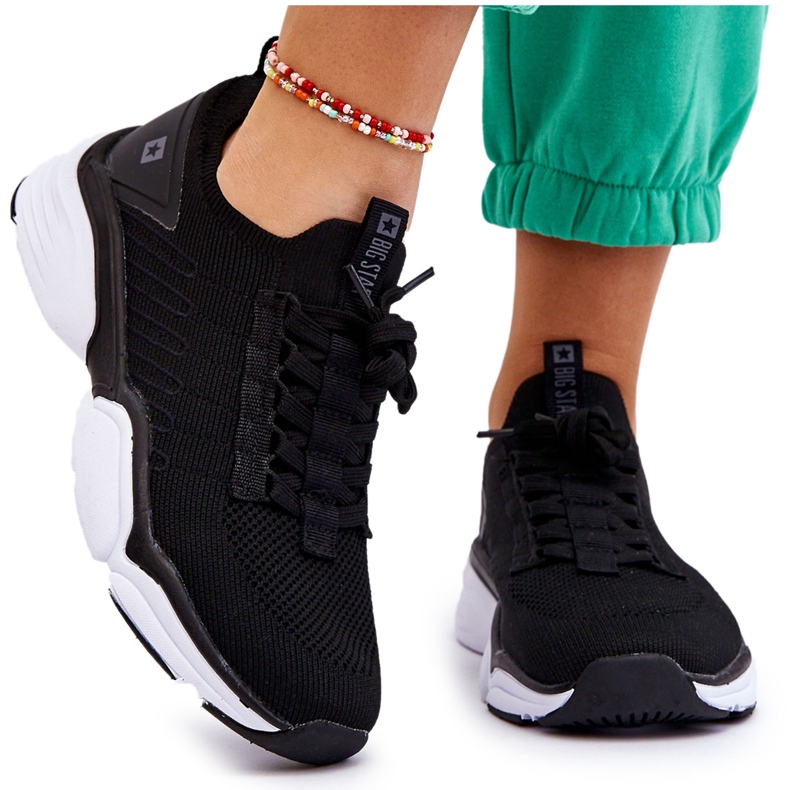 Zapatos deportivos sin cordones para mujer Sistema de espuma viscoelástica Big Star LL274A146 Negro