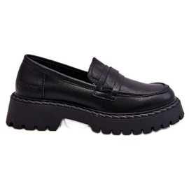 Mocasines Mujer Big Star Cuero Zapatos LL274458 Negro