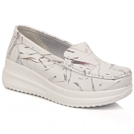 Mocasines de mujer en piel con plataforma blanco Artiker 50C1886