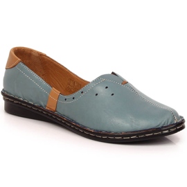 Zapatos slip-on de mujer cómodos en piel azul Artiker 38C0358 Zapatos slip-on de mujer cómodos en piel azul Artiker 38C0358