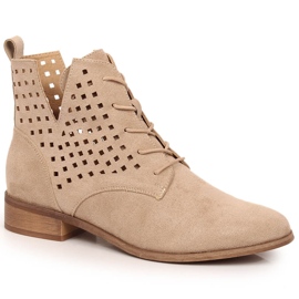 Potocki SZ12089 botas planas caladas ante beige