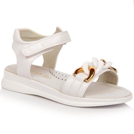 Sandalias niña con cadena velcro blanco Vinceza 36127