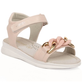 Sandalias niña con cadena velcro rosa Vinceza 36127