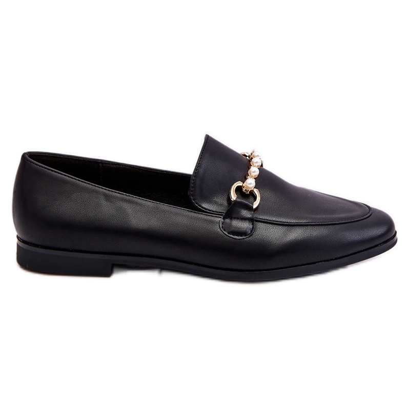 PG1 Mocasines Mujer Piel Perlas Decorativas Negro Ishan