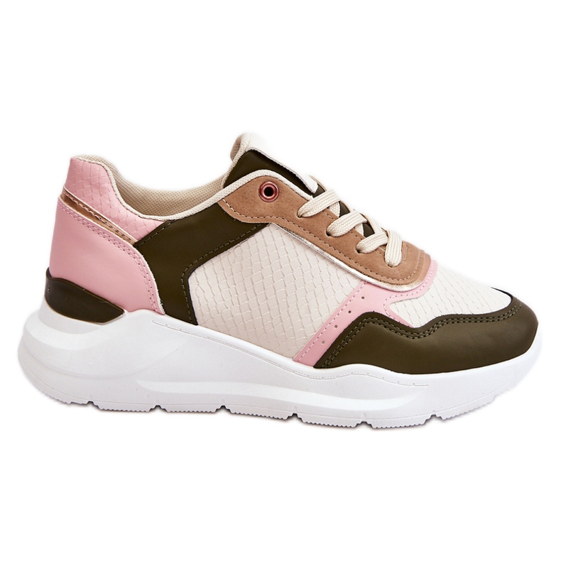 Deportivas Mujer Piel Plataforma Chaya Beige Y Rosa