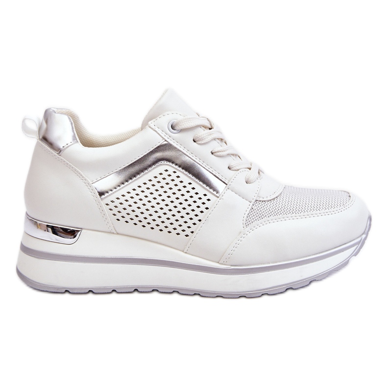 PG1 Zapatos deportivos de cuña baja de cuero Braylen blanco PG1 Zapatos deportivos de cuña baja de cuero Braylen blanco