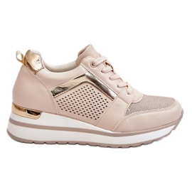 PG1 Deportivas De Piel Con Cuña Baja Beige Braylen