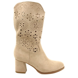 M.Daszyński Botas Mujer Ante Calado, J. Beige