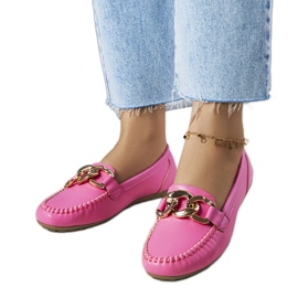 Mocasines Norma rosa con cadena rosado