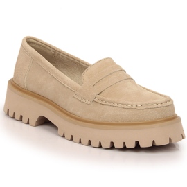 Mocasines de mujer en piel con tacón y plataforma beige Filippo DP4586/23 Mocasines de mujer en piel con tacón y plataforma beige Filippo DP4586/23