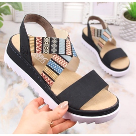 Cómodas sandalias mujer cuña multicolor Rieker V44G8-14 Cómodas sandalias mujer cuña multicolor Rieker V44G8-14