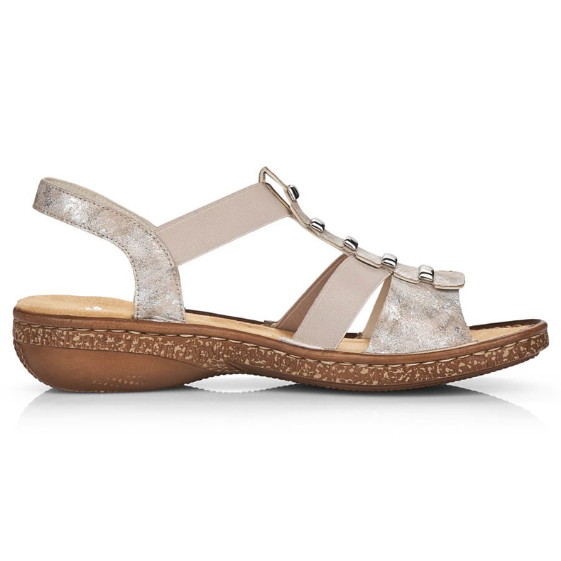 Cómodas sandalias de mujer sin cordones Rieker 62850-90 beige