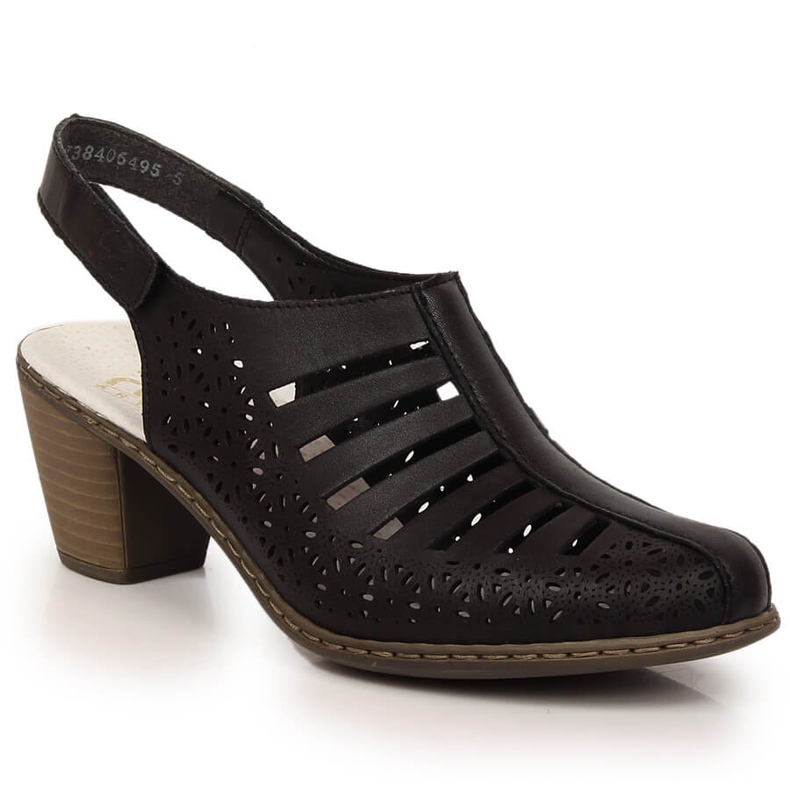 Sandalias mujer piel tacón alto cómodas Rieker 40959-00 negro