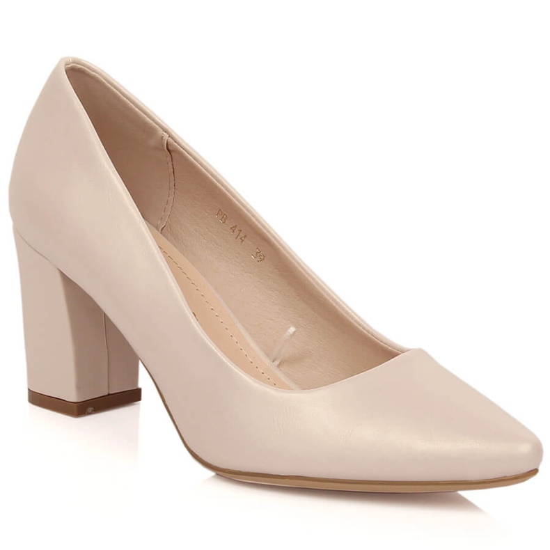 Zapatos de tacón de mujer en el post beige perla Sergio Leone PB414 Zapatos de tacón de mujer en el post beige perla Sergio Leone PB414