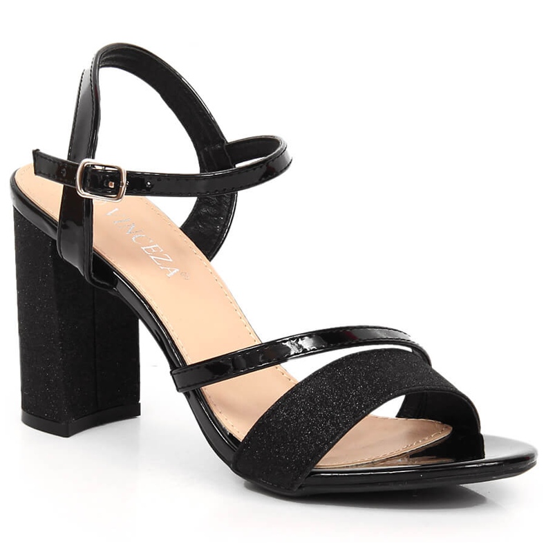 Sandalias mujer brocado negro en el poste Vinceza 2255