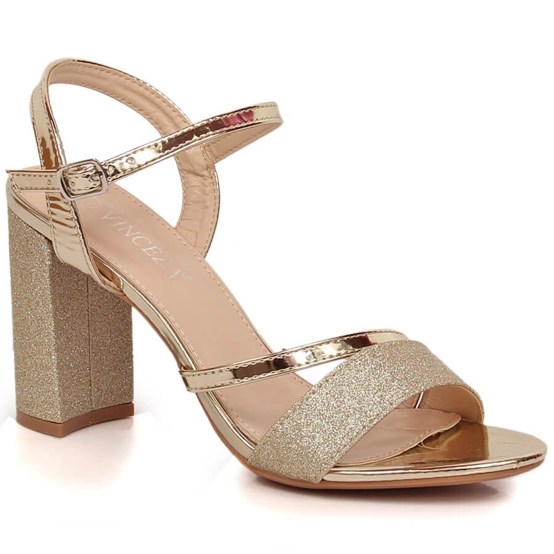 Sandalias mujer brocado dorado en poste Vinceza 2255