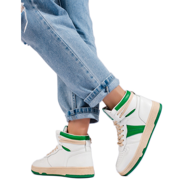 Shelovet zapatillas altas de mujer blancas y verdes blanco