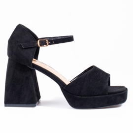 Sandalias de tacón en ante negras de Vinceza negro