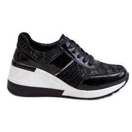 S.Barski Crosby Mujer Cuero Wedge Sneakers Negro