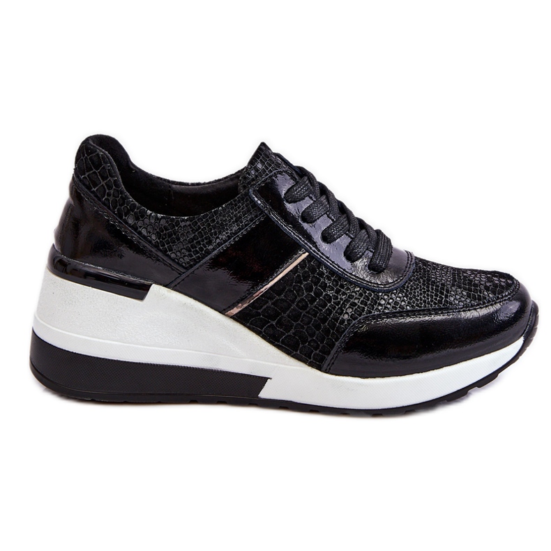 S.Barski Crosby Mujer Cuero Wedge Sneakers Negro