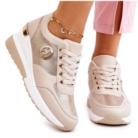 PG1 Zapatillas de cuña de moda Beige Jaliyah