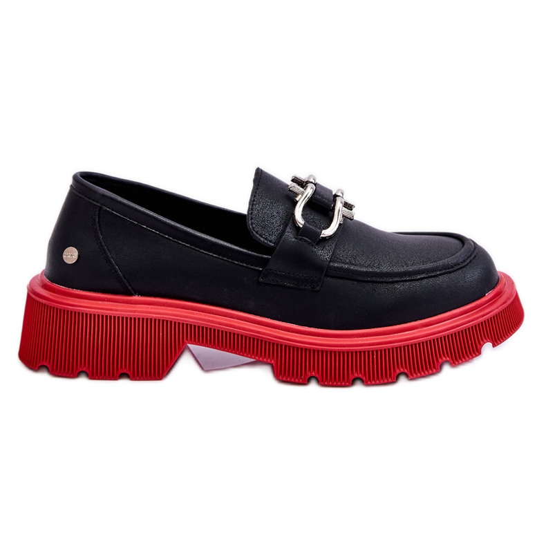 Mocasines De Piel Con Adorno GOE LL2N4040 Negro-Rojo