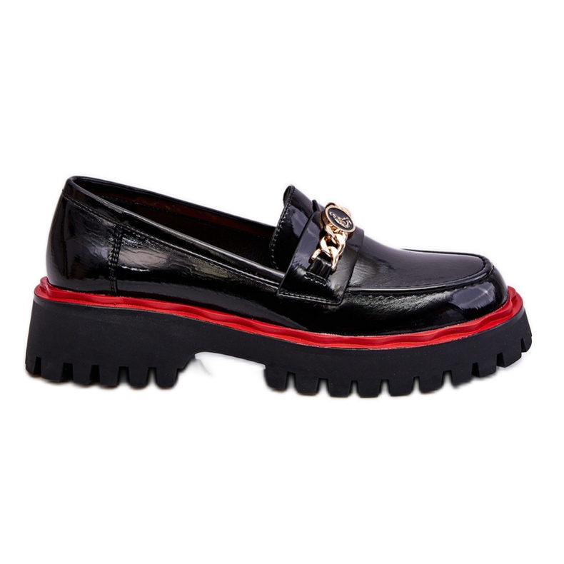 S.Barski Mocasín Lacado Plataforma Negro Ronin