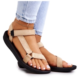 Sandalias Deportivas Mujer Ante Beige