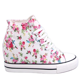 BM Paradis White zapatillas altas con cuña floral blanco