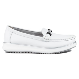 Mocasines mujer piel clasicos Vinceza blanco