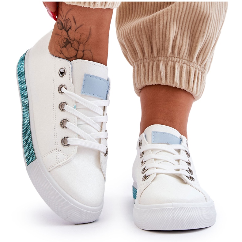 Zapatillas bajas de mujer con chorros Demira blancos y azules