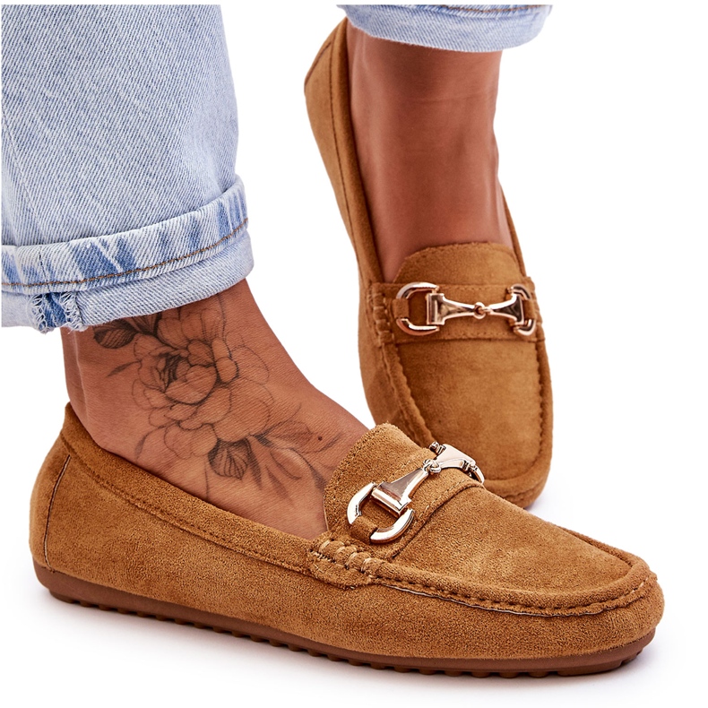 Mocasines clásicos de ante con adorno camel Arla marrón