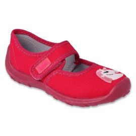 Pantuflas infantiles befado con velcro 661X009 rosa con aplicación rosado